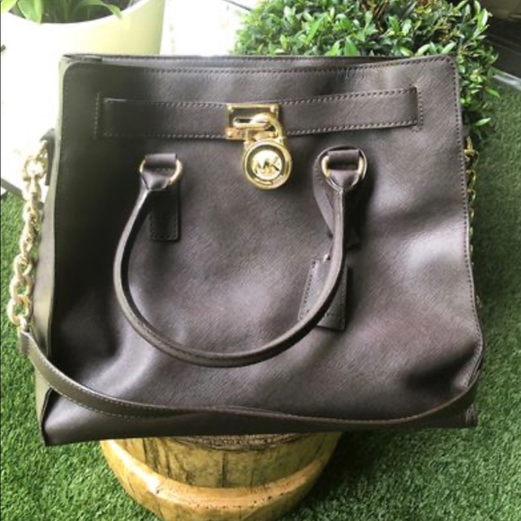 MK Hamilton Lrg Brown Saffiano Leather Satchel - Picture 2 of 4